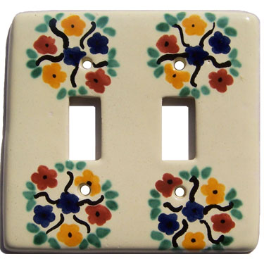 Mexican Switch Plate Tile Ceramic Double sp9002 SP Double Bouquet